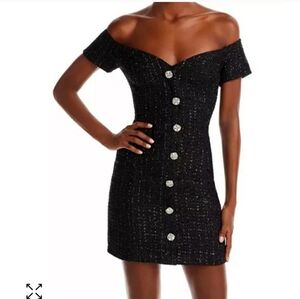 Nwot Aqua black mini dress with metallic embellishments medium